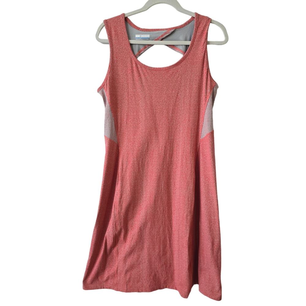 Columbia State of Mind Sleeveless Summer Dress Pink Grey Geometric Size L Large